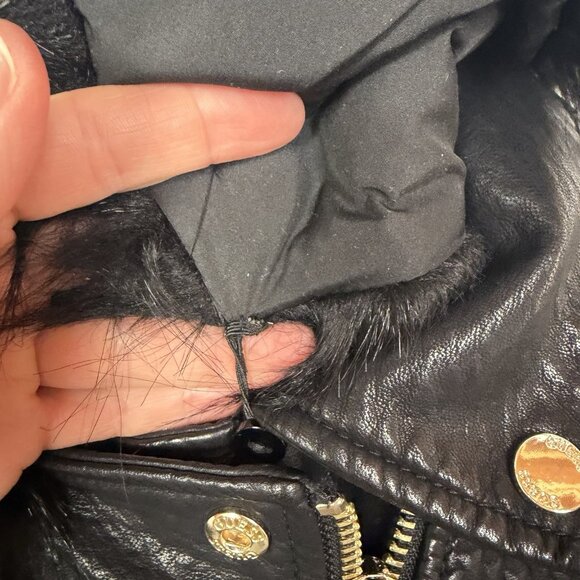 Guess Women's Faux Leather Moto Jacket Removable Faux Fur Collar Baddie Biker XL - Picture 8 of 16